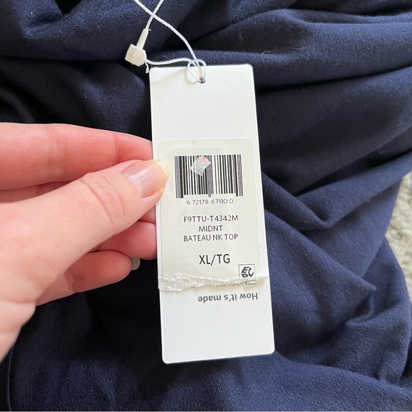 Eileen Fisher tencel terry midnight bateau nk top blue women’s X-Large NWT - Picture 4 of 8